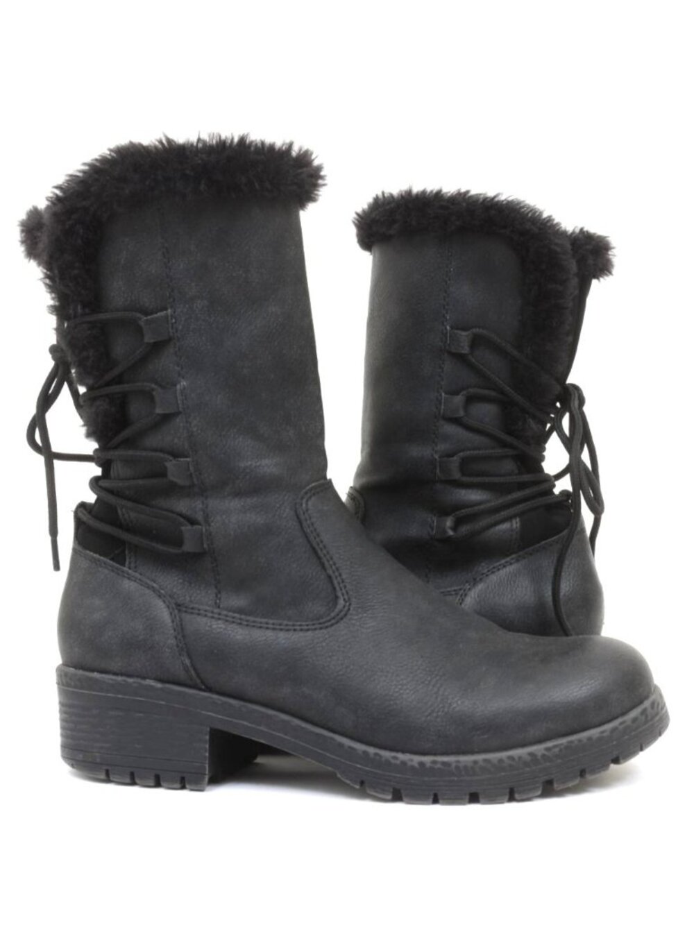 Andiamo Anadine Women's 8 Back Corset Lace Faux Fur Mid-Calf Winter Boots Furry